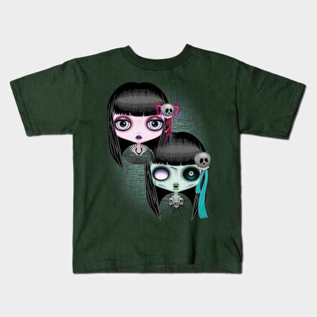 Zombie Doll The Dark Side Kids T-Shirt by BluedarkArt